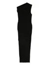 Rick Owens One-shoulder Ribbed-knit Dress In Black