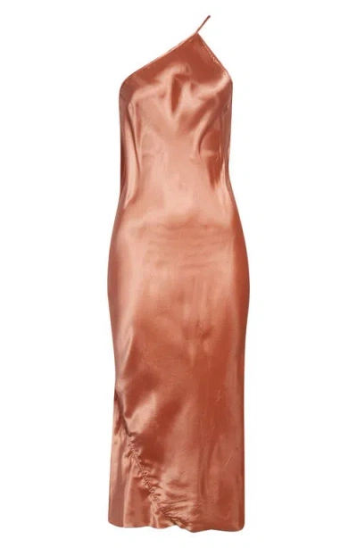 Rick Owens One-shoulder Satin Midi Dress In Multi