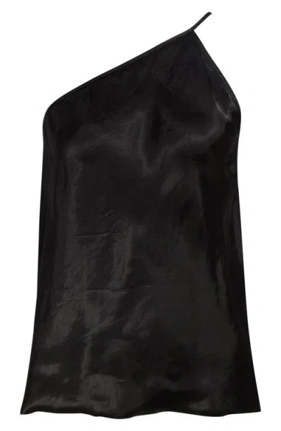 Rick Owens Asymmetric One Shoulder Top Thin Straps In Black