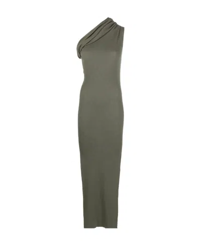 Rick Owens One-shoulder Sleeveless Maxi Dress In Green