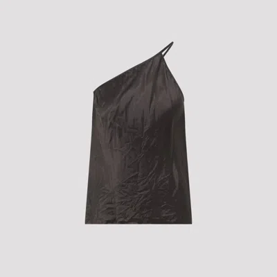 Rick Owens One Shoulder Slip Top In Brown