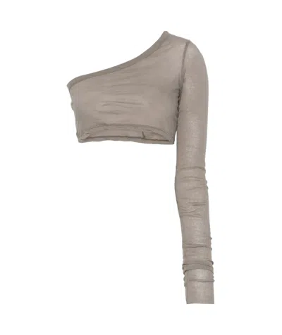 Rick Owens Off-white Ziggy Long Sleeve T-shirt In 08 Pearl
