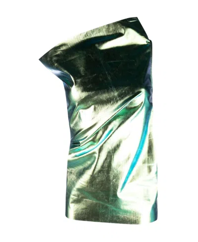 Rick Owens Athena Metallic One-shoulder Dress In Gold