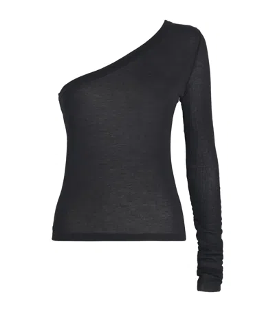 Rick Owens One-shoulder Ziggy Crop Top In Black