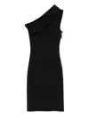 Rick Owens Asymmetrical One Shoulder Fitted Dress In Black