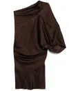 Rick Owens One Sleeve Top In Brown