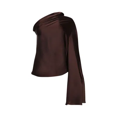 Pre-owned Rick Owens One Sleeve Top 'mahogany' | Brown | Women's Size 44