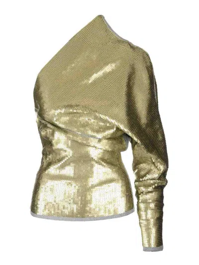 RICK OWENS ONE-SLEEVED TOP WITH SEQUINS