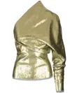Rick Owens One-sleeved Top With Sequins Tops Yellow In Green