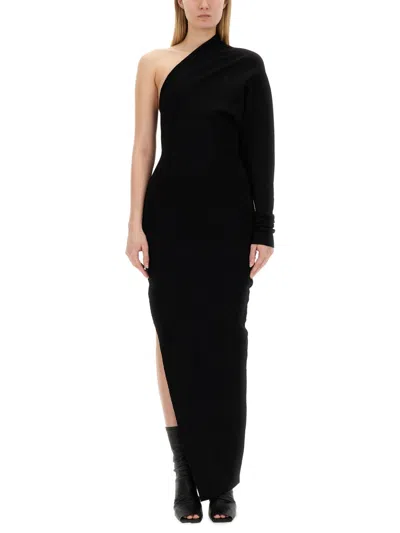 Rick Owens One-shoulder Column Maxi Dress In Black