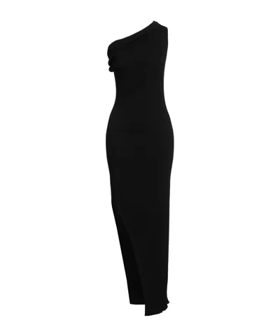 Rick Owens Oneshoulder Knit Dress In Black