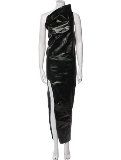 Pre-owned Rick Owens One-shoulder Long Dress In Black