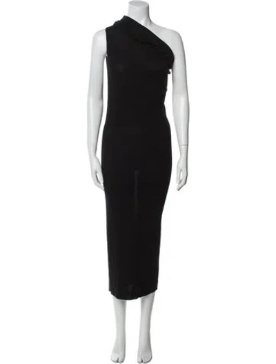 Pre-owned Rick Owens One-shoulder Long Dress In Black