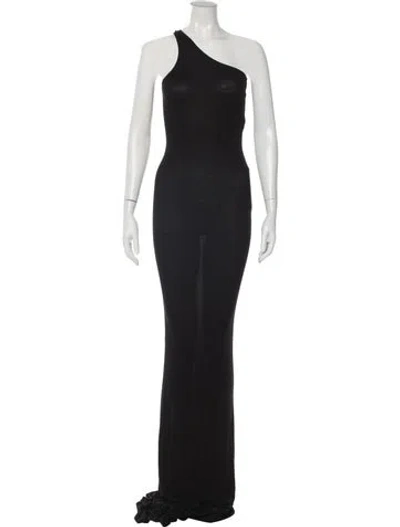 Pre-owned Rick Owens One-shoulder Long Dress In Black