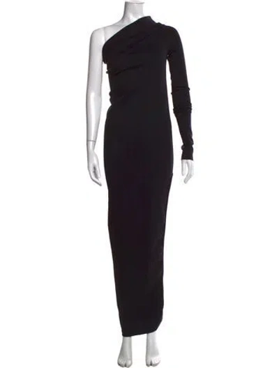 Pre-owned Rick Owens One-shoulder Long Dress In Black