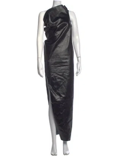 Pre-owned Rick Owens One-shoulder Long Dress In Black