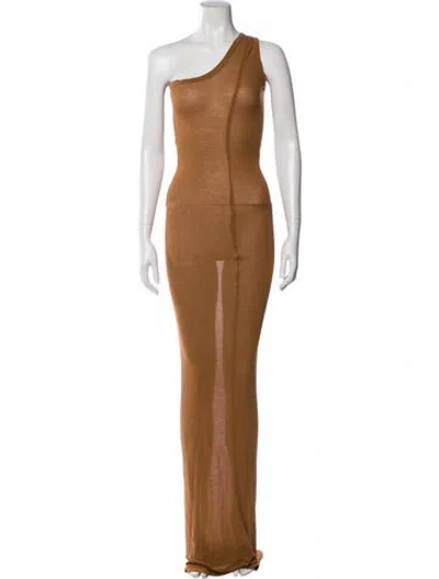 Pre-owned Rick Owens One-shoulder Long Dress In Brown