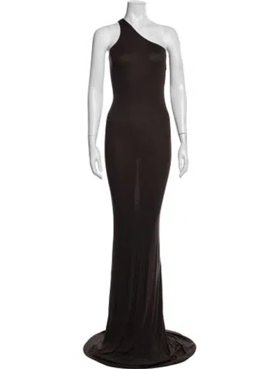 Pre-owned Rick Owens One-shoulder Long Dress In Brown