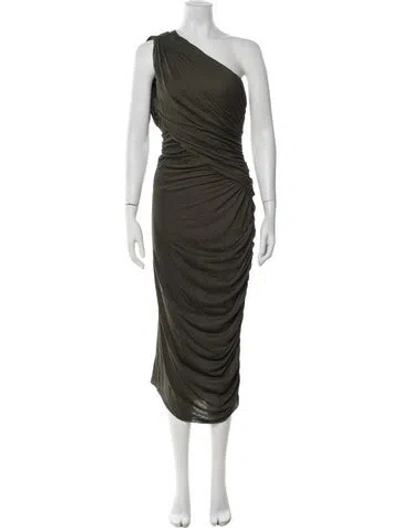 Pre-owned Rick Owens One-shoulder Long Dress In Green
