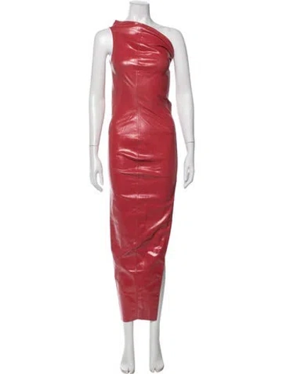 Pre-owned Rick Owens One-shoulder Long Dress In Red