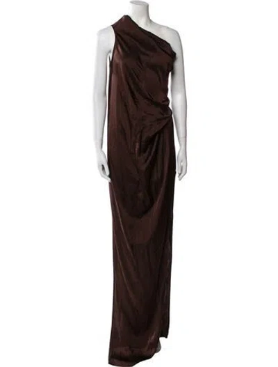 Pre-owned Rick Owens One-shoulder Long Dress W/ Tags In Brown