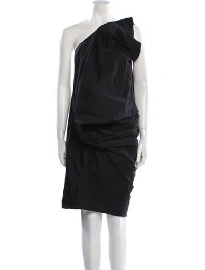 Pre-owned Rick Owens One-shoulder Midi Length Dress In Black