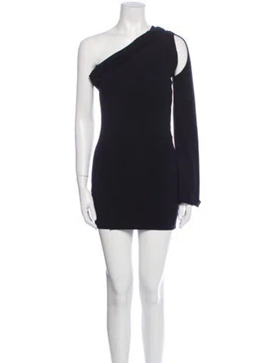 Pre-owned Rick Owens One-shoulder Mini Dress In Black