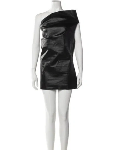 Pre-owned Rick Owens One-shoulder Mini Dress In Black