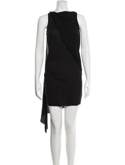 Pre-owned Rick Owens One-shoulder Mini Dress In Black
