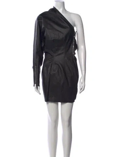 Pre-owned Rick Owens One-shoulder Mini Dress In Black