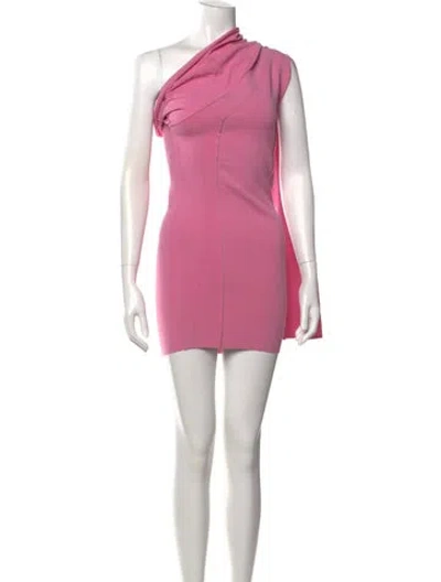 Pre-owned Rick Owens One-shoulder Mini Dress In Pink