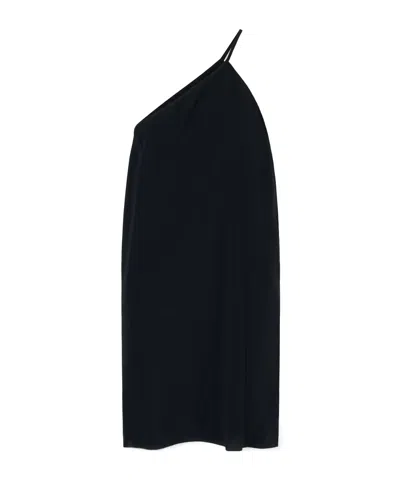 Rick Owens One-shoulder Crepe Mini Dress In Black