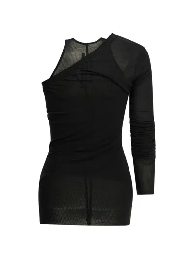 Rick Owens One-shoulder Ribbed Top In Black