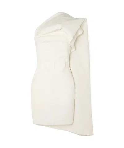 Rick Owens One-shoulder Shawl-effect Pleated Mini Dress In White
