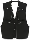 Rick Owens Sleek Leather Cargo Vest Size 48 In Schwarz