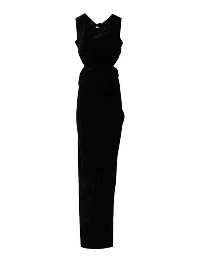Rick Owens Open Back Gown In Silk Velvet Dresses Black