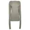 Rick Owens Open Back Ribbed Top In Grey Wool In Grey