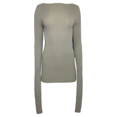 Rick Owens Open Back Ribbed Top In Grey Wool