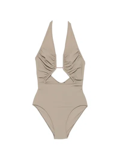 Rick Owens Open-back Swimsuit In Neutral