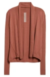 Rick Owens Open Front Rib Cardigan In Brown