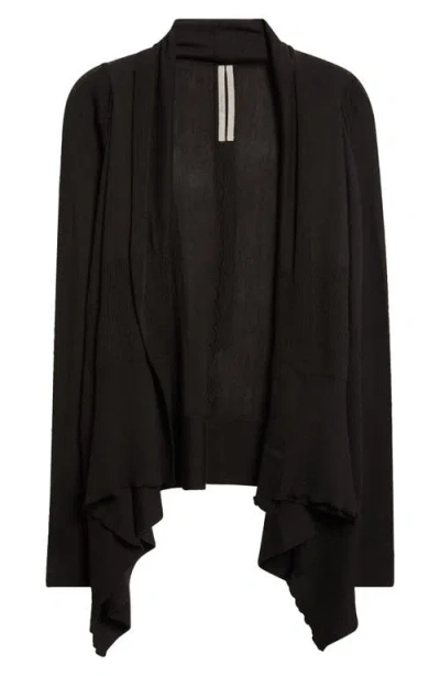 Rick Owens Open Front Virgin Wool Cardigan In Black