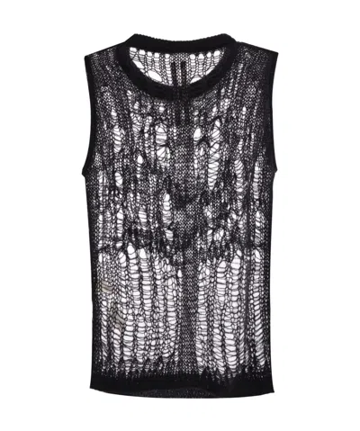 Rick Owens Open-knit Tank Top In Black