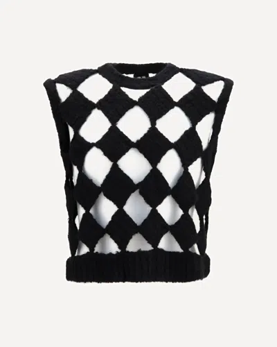 Rick Owens Open Knit Vest In Black