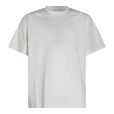 Rick Owens Open-necked Black Shirt In White