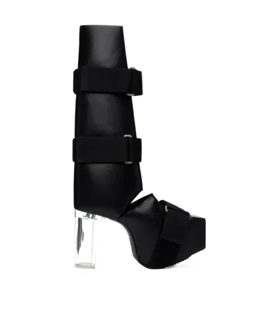 Rick Owens Open Splint Kiss High Boots In Black