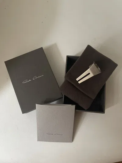 Pre-owned Rick Owens Open Trunk Ring In Silver