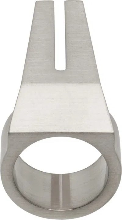 Rick Owens Open Trunk Ring In Gray