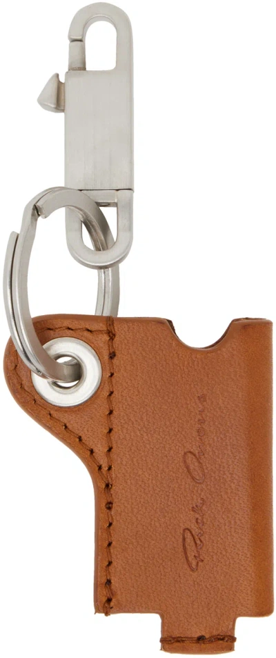 Rick Owens Orange & Silver Mini Lighter Holder Keychain In 53 Clay