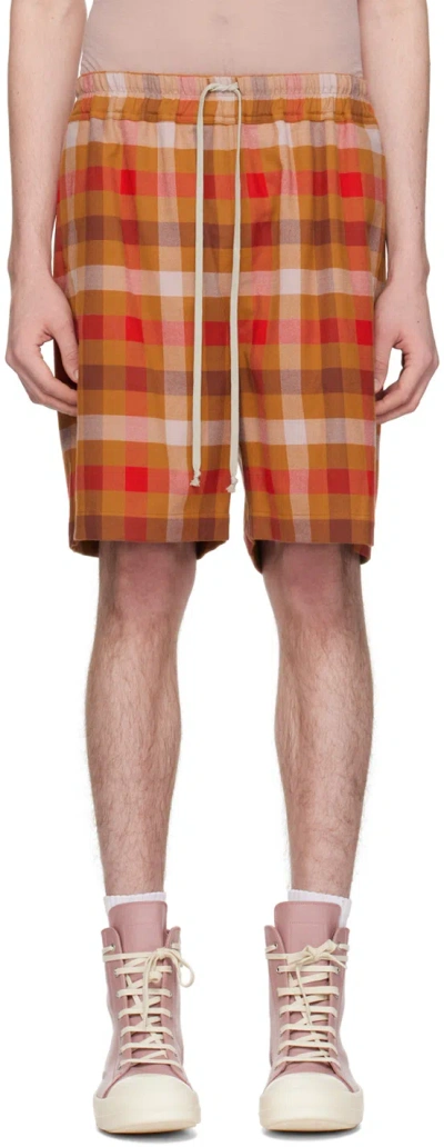 RICK OWENS ORANGE DRAWSTRING SHORTS