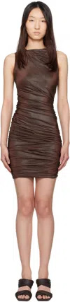 Rick Owens Orange Hollywood Luna Minidress In Brown